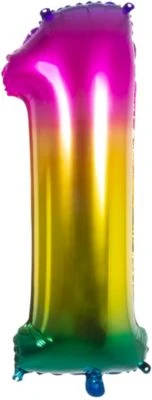 Boland Folienballon Zahl 1 Regenbogen, 86 Cm