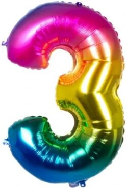 Boland Folienballon Zahl 3 Regenbogen, 86 Cm