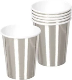 Boland 333-20013 Papp-Partybecher/Trinkbecher Silber, 250 Ml, 6 Stück