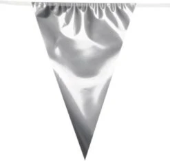 Boland Wimpelkette Wimpelgirlande XXL Metallic Silber, Kunststoff, 10 M