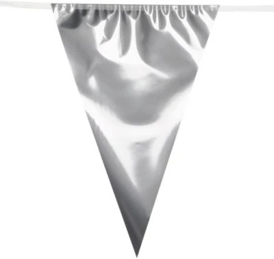 Boland Wimpelkette Wimpelgirlande XXL Metallic Silber, Kunststoff, 10 M 1 Boland Wimpelkette Wimpelgirlande XXL Metallic Silber, Kunststoff, 10 M